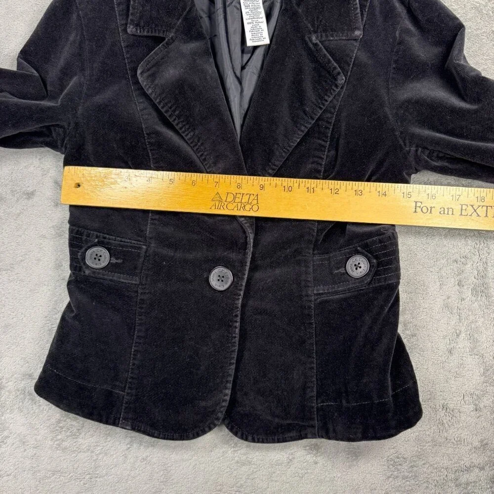 Y2K Calvin Klein Black Velour Jacket Blazer M Academia Whimsigoth Dark Romance